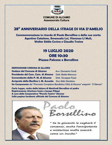 28° Anniversario della strage di Via D'Amelio - Comune di Alcamo