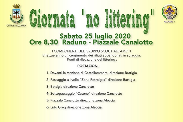25 Luglio Giornata “NO LITTERING”  - Appuntamento Piazzale Canalotto 