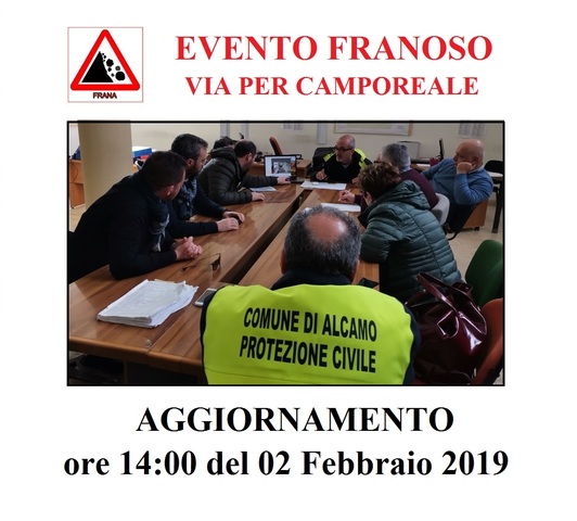 Evento franoso Strada per Camporeale - Aggiornamento del 02/02/2019